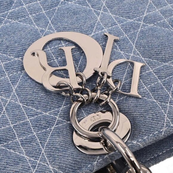 Christian Dior Light Blue Denim Lady Dior Cannage 2way Handbag - Picture 6 of 10